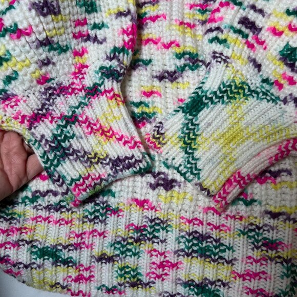 Cinq a Sept Mari Sweater Multicolor Space Dye Balloon Sleeve Chunky Knit Medium - Picture 16 of 16